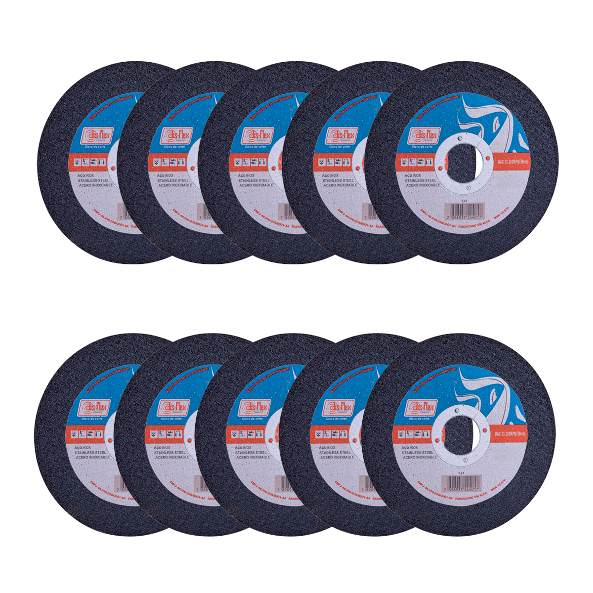 Kit com 10 Discos de Corte Extra Fino 180...